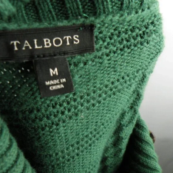 Talbots Green Cable Knit Cape Poncho Sweater - Picture 7 of 7